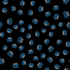 Line Solar energy panel icon isolated seamless pattern on black background. Vector