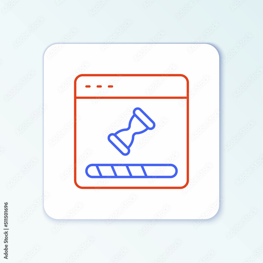 Fototapete line loading a data window with a progress bar icon isolated on white background. colorful outline c