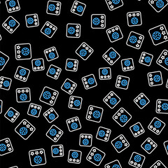 Line Online poker table game icon isolated seamless pattern on black background. Online casino. Vector