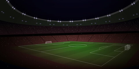 Fototapeta na wymiar 3d realistic soccer stadium at night.