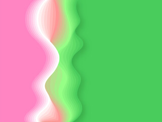 Abstract Wave Motion Background In Pink And Green Color.