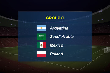 World tournament group. Soccer tournament broadcast graphic template.
