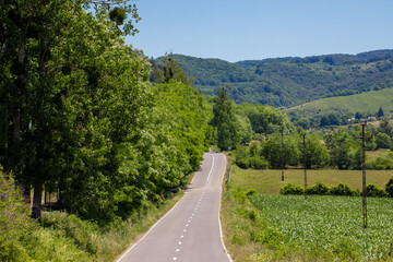A straight road in a rural area