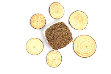 Wooden Stand For Hot Dishes Isolated On White Background photo now 