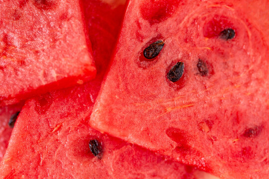 Juicy fresh watermelon macro, delicious summer food, creative background