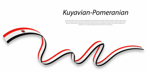 Waving ribbon or stripe with flag of Kuyavian-Pomeranian