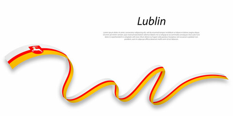 Waving ribbon or stripe with flag of Lublin - obrazy, fototapety, plakaty