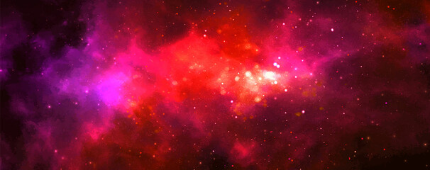 Vector cosmic illustration. Beautiful colorful space background. Watercolor Cosmos