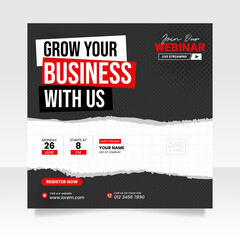 Digital marketing webinar and business conference social media post template.
