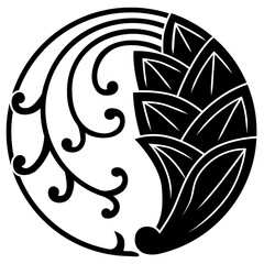 家紋です。蔓茗荷の丸といいます。