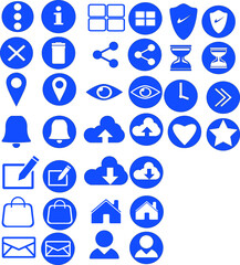 set of icons for web blue color editable. vector design. EPS file.