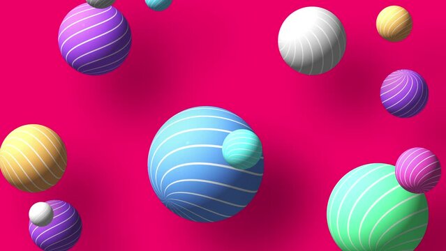 Abstract Animated 3D Moving Circles, Balls, Spheres Motion Colorful Minimal Fun Amazed Background High Resolution
