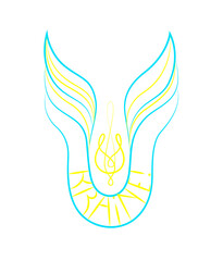 Ukraine lettering with wings in national colors