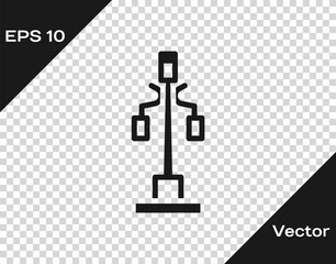 Black Street light system icon isolated on transparent background. Vector