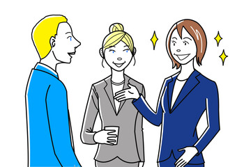 外国人とコミュニケーションするビジネスウーマン