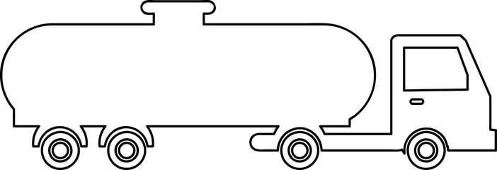 Tank truck icon, cistern truck black flat silhouette illustration line art.eps