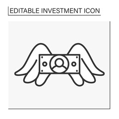  Business line icon.Donation money for companies. Progress. Startup. Investment concept. Isolated vector illustration. Editable stroke