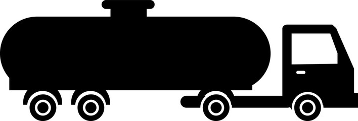 Tank truck icon, cistern truck black flat silhouette illustration..eps
