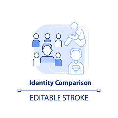 Identity comparison light blue concept icon. Accept possibility. Stage of coming out abstract idea thin line illustration. Isolated outline drawing. Editable stroke. Arial, Myriad Pro-Bold fonts used