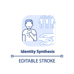 Identity synthesis light blue concept icon. Sexual orientation. Stage of coming out abstract idea thin line illustration. Isolated outline drawing. Editable stroke. Arial, Myriad Pro-Bold fonts used