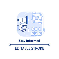 Stay informed light blue concept icon. Stay updated and aware. Supporting LGBT youth abstract idea thin line illustration. Isolated outline drawing. Editable stroke. Arial, Myriad Pro-Bold fonts used