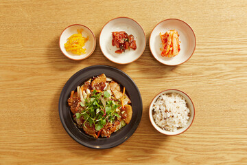 Fried meat and side dishes