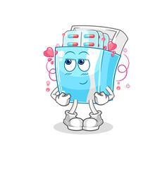 medicine package shy vector. cartoon character