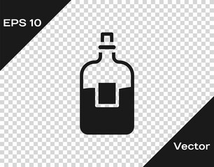 Black Glass bottle of vodka icon isolated on transparent background. Vector