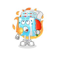 medicine package eat hot chilie mascot. cartoon vector