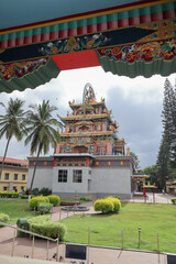 A Classic view of the famous Tibetan Monastery known as Golden temple dedicated to Lord Buddha in the pilgrim town of Bylakuppe in India.