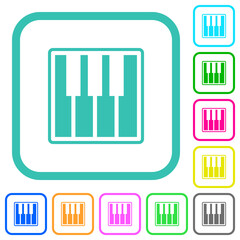 Piano keyboard alternate vivid colored flat icons
