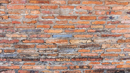 Old broken wall background with bricks.
