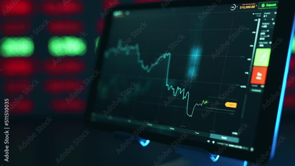 Aufkleber stock market candles and information of exchange with data of price on the tablet screen. financial 
