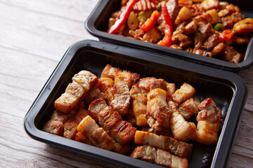 Stir-fried Pork and Spicy Pork in Containers