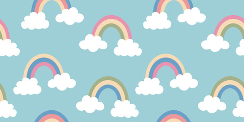 Vintage rainbow background, seamless vector pattern