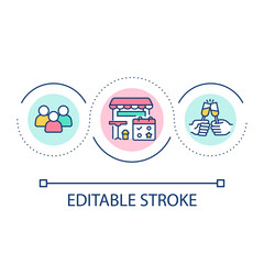 Restaurant reservation loop concept icon. Grand opening event. Booking table abstract idea thin line illustration. Corporate party. Isolated outline drawing. Editable stroke. Arial font used