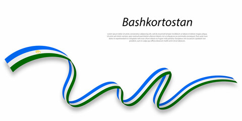 Waving ribbon or stripe with flag of Bashkortostan