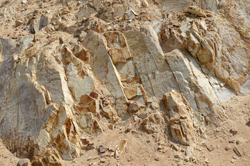 Different types of rock formations in the world, rock varieties, yellow rocks,