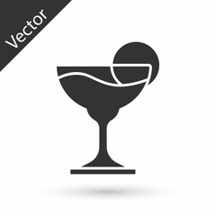 Grey Margarita cocktail glass with lime icon isolated on white background. Vector