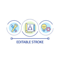 Creation process loop concept icon. Use learned knowledge and skills. Learning principles abstract idea thin line illustration. Isolated outline drawing. Editable stroke. Arial font used