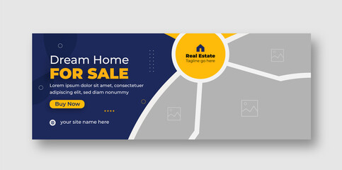 Modern home sale facebook cover banner template for real estate company