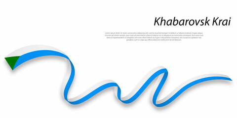 Waving ribbon or stripe with flag of Khabarovsk Krai