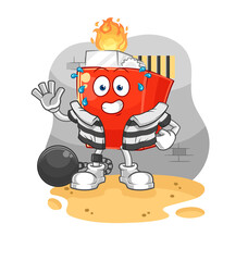 Obraz premium lighter criminal in jail. cartoon character