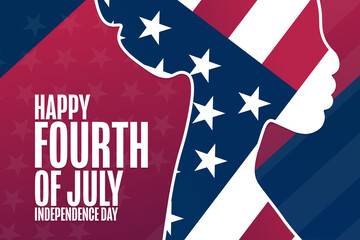Happy Independence Day. 4th of July. USA. Holiday concept. Template for background, banner, card, poster with text inscription. Vector EPS10 illustration.