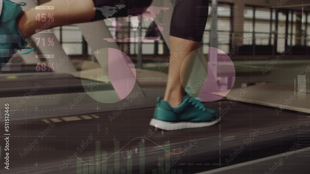 Poster animation of financial data processing over running person