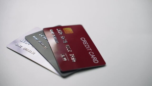 credit cards and credit card drop on slow motion. 4K