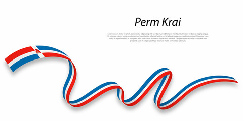 Waving ribbon or stripe with flag of Perm Krai
