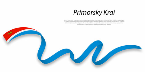 Waving ribbon or stripe with flag of Primorsky Krai