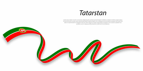 Waving ribbon or stripe with flag of Tatarstan