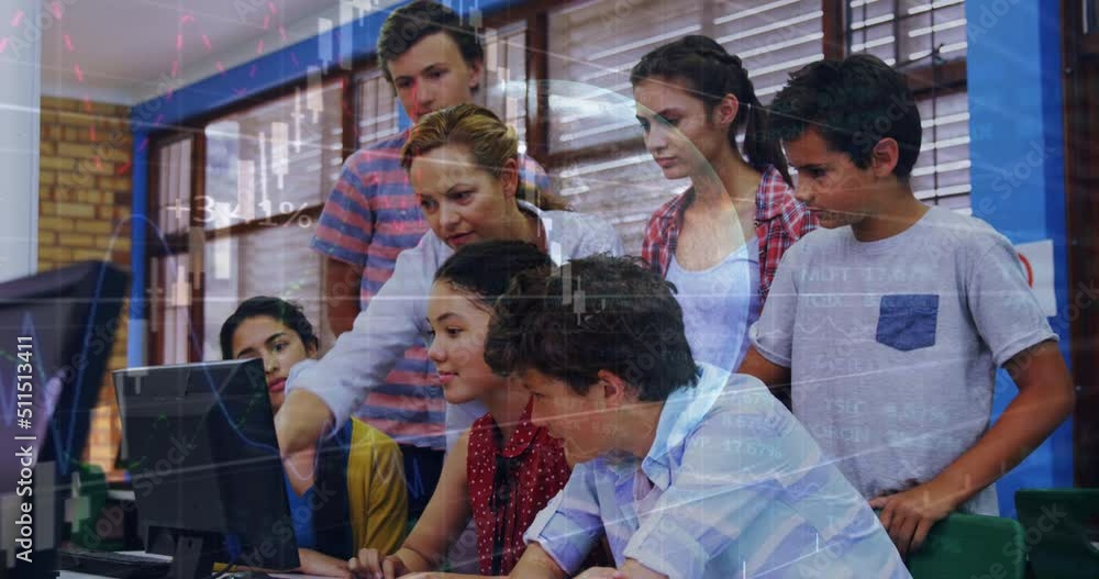 Poster Animation of data processing over diverse students using computer
